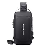 Wasserdichte Unisex Schulter Brust Sling Bag Brusttasche Sling Bag Business Umhängetasche mit Schloss und Anti-Diebstahl Crossbody Tasche (Schwarz)