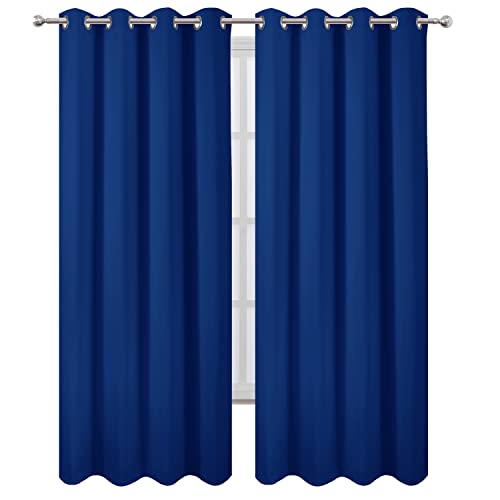 Image of LEMOMO Blackout Curtains 52 x 84 inch /Royal Blue Curtains Set of 2 Panels /Thermal Insulated Room Darkening Bedroom Curtains