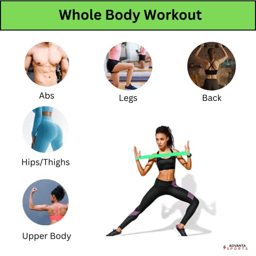 Advanta Sports Resistance Loop Exercise Bands, Set Of 5 Colors. Home Fitness, Stretching, Therapy, Workout –Carry Bag & Guide #TOP5