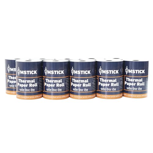 Image of MSTICK Premium Thermal Receipt Paper Rolls - 80mm (3 Inch) x 50 Meter - POS Billing Paper - Pack of 10 Rolls