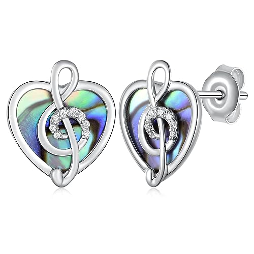 Music Note/Treble Clef/Guitar Earrings and Ring 925 Sterling Silver Music Jewelry Gifts for Women