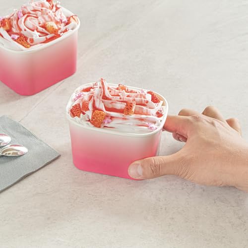 Image of Restaurantware Paper Cups 200 Count 12 Ounce Square Disposable Ice Cream Containers, Leak-Resistant Paper Dessert To Go Cups, Hot And Cold Food, Durable Pink And White Ombre Design