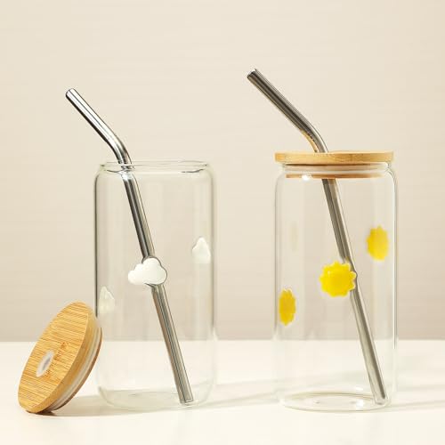 Honeydak 2 Pcs Icon Juice Glass Tumbler Lid & Straw - 18 oz