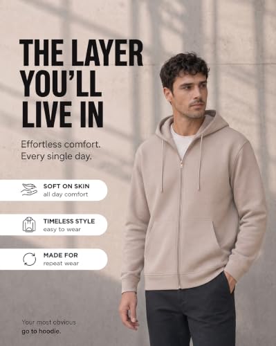 Image of Nobero Classic Zipper Hoodie for Men | Zip Up Hoodies for Men | Regular Fit | Full Zip Closure | Drawstring Hood | Zipped Hooded Sweatshirt | Cotton Rich Zipper Fleece Hoodie
