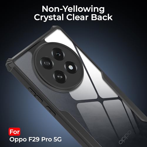 Image of A rtistque Clear Hard Transparent Acrylic Armor Anti-Drop Shockproof TPU Edge Back Cover Case for Oppo F29 Pro 5G - Black