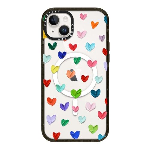 CASETiFY �C���p�N�g iPhone 14 Plus �P�[�X [MIL�K�i���� (4x MIL-STD-810G)/2.5m����̗����������N���A/MagSafe �ɑΉ�] - Polka Daub Hearts - �u���b�N