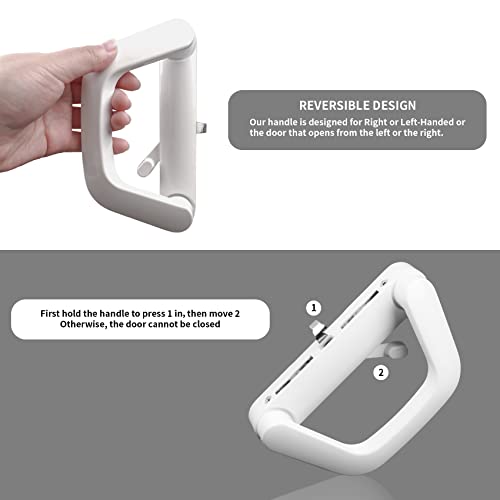 Cambividas Sliding Patio Door Handle Set With Mortise Lock Fits Sliding Glass Patio Door Thickness From 0.75Inch To 1.4Inch, 4-15/16Inch Screw Holes, Lock Outside, Reversible Design (Non-Keyed, White) #TOP2