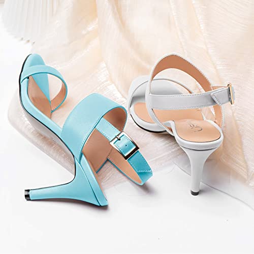 Usikall Women Mid Heel Peep Open Square Toe Sandals Ankle Strap Two-Piece Buckle Prom Party Basic Classic 3.2 Inches Heels Dark Green 12.5 M Us #TOP2