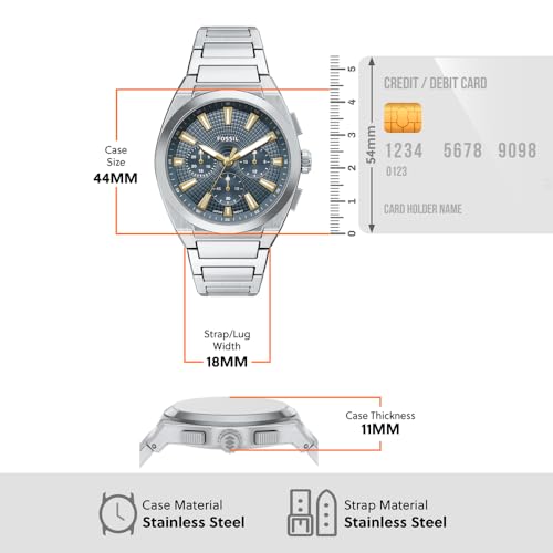 Image of Fossil Everett Silver Quartz Stainless Steel Watch FS6154