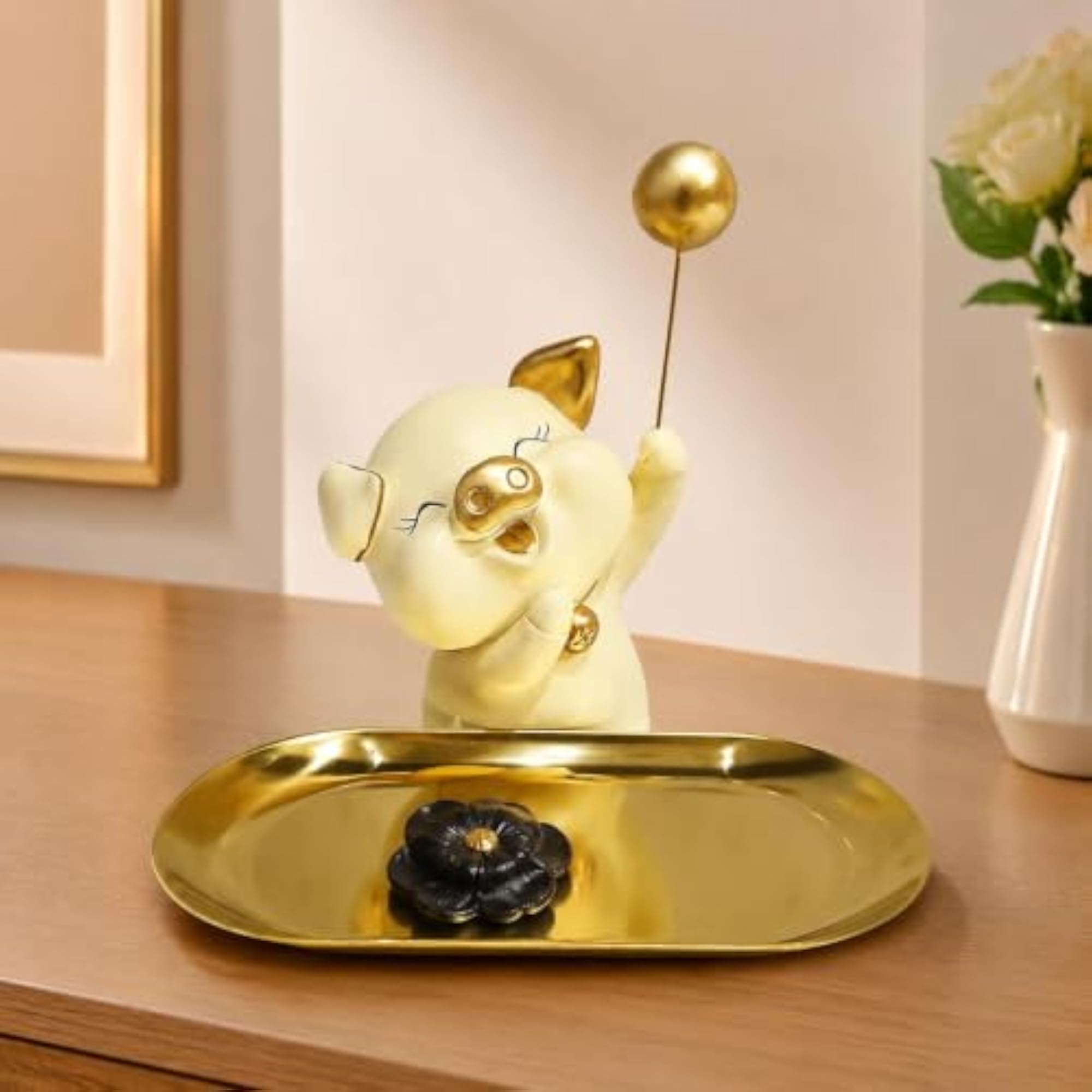 Pig Figurine Decorative Tray for Organizing