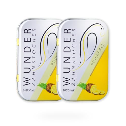 Wunder Zahnstocher Cure-dents aromatisés - Haleine fraîche avec cure-dents aromatisés - Lot de 2 (ananas)