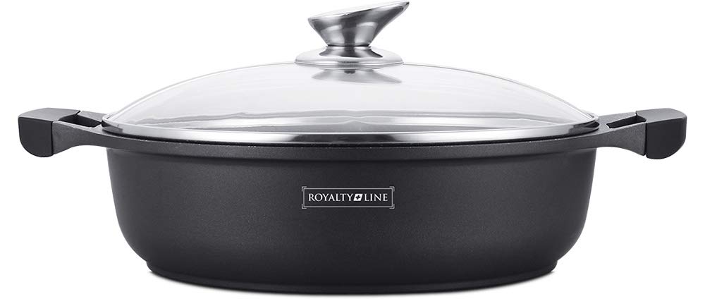 Royalty Line RL-BR30M, Faitout Bas, Revêtement Marbre, 30 cm, Induction
