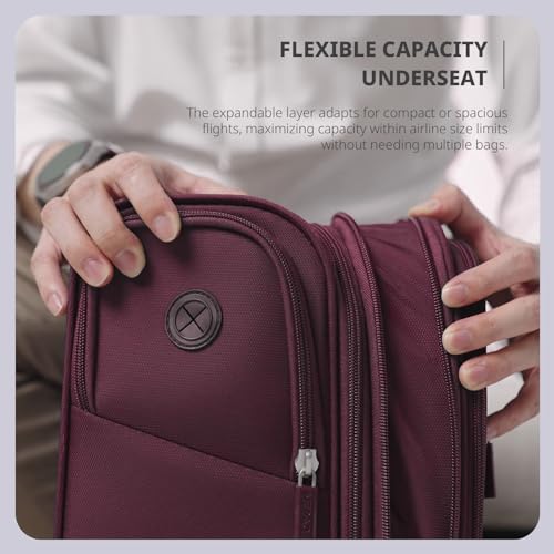 Image of Verage Underseat Carry On Luggage With Spinner Wheels, 16-Inch Rolling Pro, Softside, Grape Red