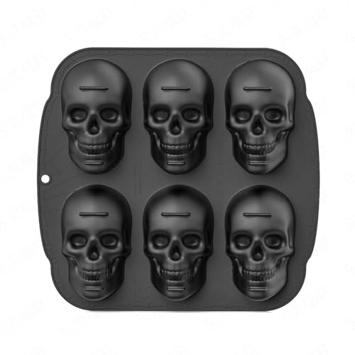 Skull Baking Molds,6 Cavity Cake Pan Silicone Mold Halloween Large