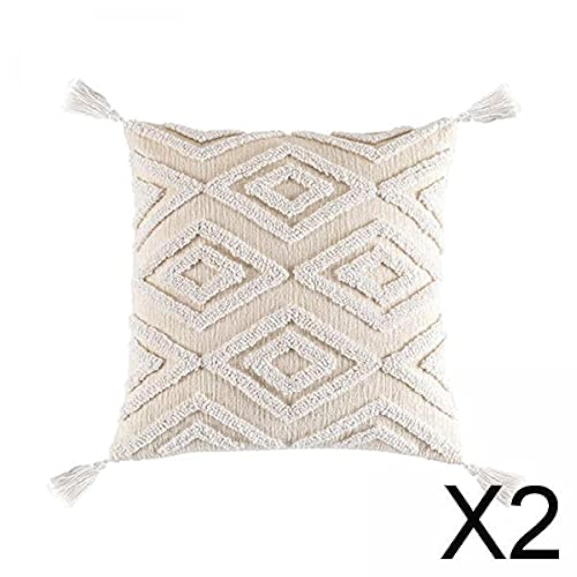 Boho Farmhouse Throw Pillow Cover with Tassels