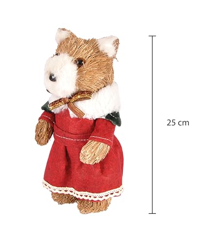 Ciao Christmas Teddy Bear Female (25cm) puppet decoration in natural material and fabric, red, 25 cm - Image 4