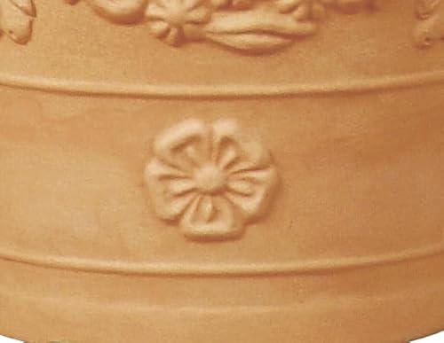 Tera Vaso Grande Diametro 55Cm Altezza 50Cm Festonato Anticato In Resina Di Alta Qualità, Vaso Grande Effetto Terracotta Con Decori, Per Interno Ed Esterno (Ø Cm 55, Anticato) - 4