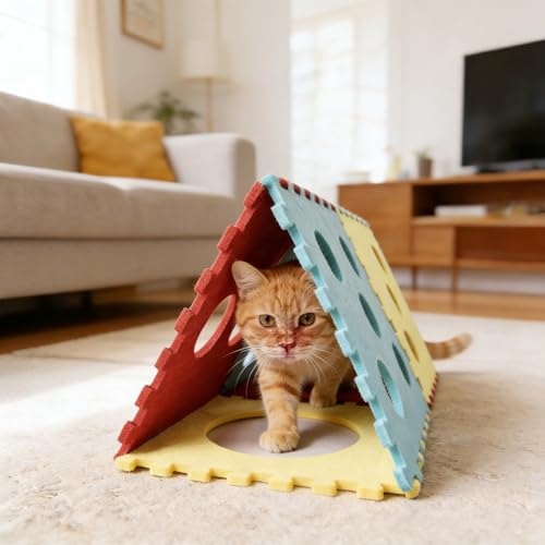 Escondite de gatos interactivo y túnel de ejercicio para mascotas de 5.4 kg 4