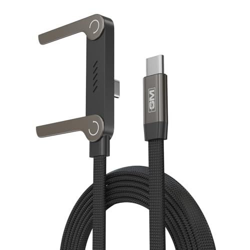 Image of GM G+ FlexStand 100W Type-C-C Cable | Built-in Stand for Portrait & Landscape Viewing | 4.5mm Flat design | 20,000 bend cycles tested Nylon Braided |Laptops,Tablets, Smartphones |1 Year Warranty