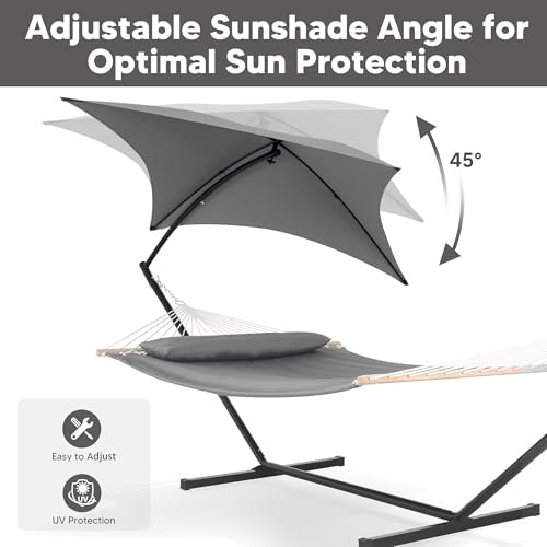 Image of SUNCREAT Hammocks for Outside with Stand, 475 lbs Capacity, Light Gray
