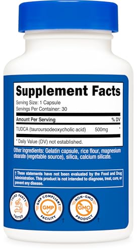 Image of Nutricost Tudca 500mg, 30 Capsules (Tauroursodeoxycholic Acid) Gluten Free | Premium Quality, GMO-Free