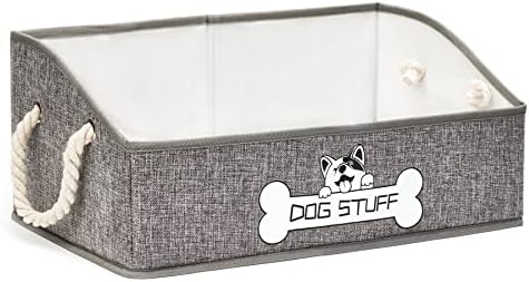 Thankspaw Dog Toy Box, Large Dog Toys Storage with Handle, Fabric Trapezoid Dog Toy Bin, Collapsible Basket Chest Organizer, Perfect for Pet Toys, Blankets, Dog Toys and Accessories