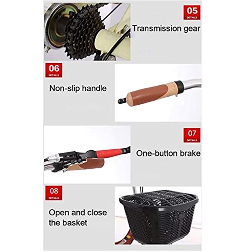 ZJZ Driewielige fiets 20 inch volwassen driewielers met rugleuningzitje 3-wielige fiets voor winkelen picknick… - Afbeelding 7