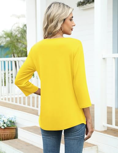 Image of LOMON Womens 3 /4 Length Sleeve T Shirts Asymmetrical Neck Tops Business Blouses for Women Fashion 2026