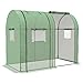 Produktbild Outsunny Foliengewächshaus, Gewächshaus, Winddichtes Treibhaus mit 2 Rolltüren, Seitenfenster, Tomatenhaus mit UV-Schutz für Garten, PE, Grün, 185 x 94 x 150 cm