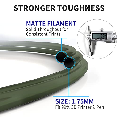 Image of GIANTARM Matte PLA, 1.75mm PLA Filament, 1KG Spool(2.2lb), Vacuum Packaging, 3D Printer Filament for Bambu Lab (Matte Green)