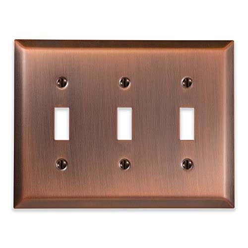 Image of Amerelle Century Triple Toggle Steel Wallplate in Antique Copper