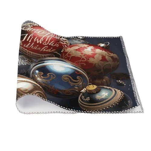 Sets de table de Noël en toile 45x30 cm lot de 6 imprimé boules fêtes - 4