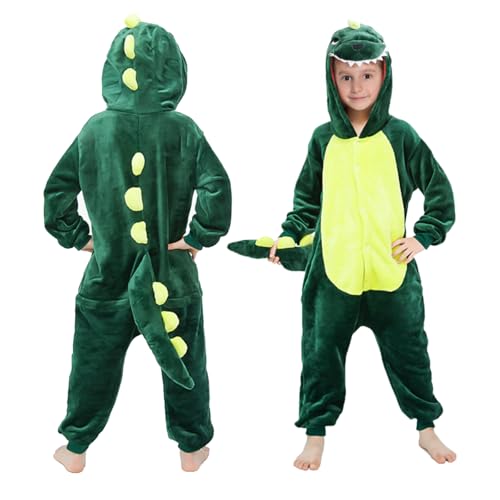 Augesak Dino kostym för barn, dinosauriedräkt för pojkar och flickor, dinosaurie-jumpsuit, karnevalskostymer, barn, dinosaurie, cosplay, barn, 2–7 år, födelsedag, karneval, halloween