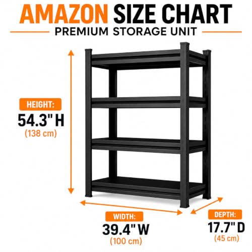 Image of 4 Tier Book Shelf, Adjustable Tall Bookcase with Storage Shelves