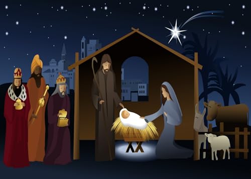 Naissance de Jésus fond tissu Noël décoration crèche étoile Bethléem