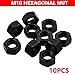 10Pcs M10 Grade 8 Hexagon Nuts Black Carbon Steel, Hex Drive, Black, for Industrial, Construction, Home Fasteners
