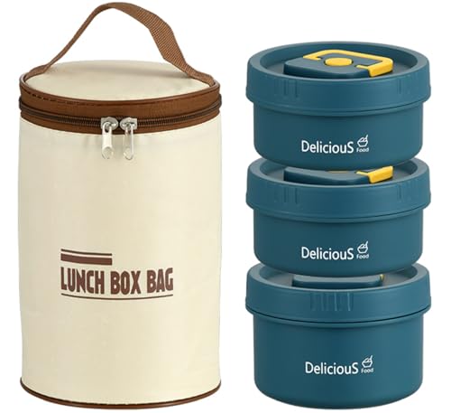 XLRPAT premium 3-tier tiffin box with - bento box for adults, hot & cold food storage, leak-proof design, includes lunch bag & utensils, ideal for work & outdoor activities (blue)