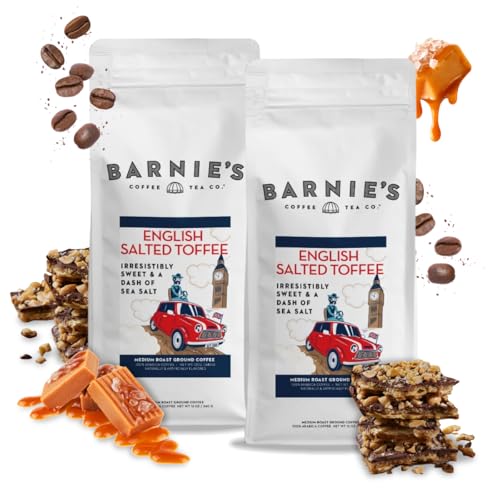 Barnie's English Salted Toffee Ground Coffee with Caramel, Molasses and