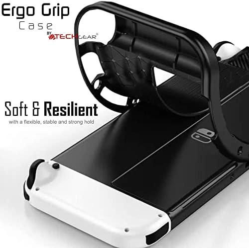 TECHGEAR Ergo Grip Case for Nintendo Switch OLED, Soft Protective TPU Silicone Back Cover, Ergonomic Comfort Padded Hand Grips - Dock, Stand & Joy-Con Compatible [Lightweight, Durable, Flexible]