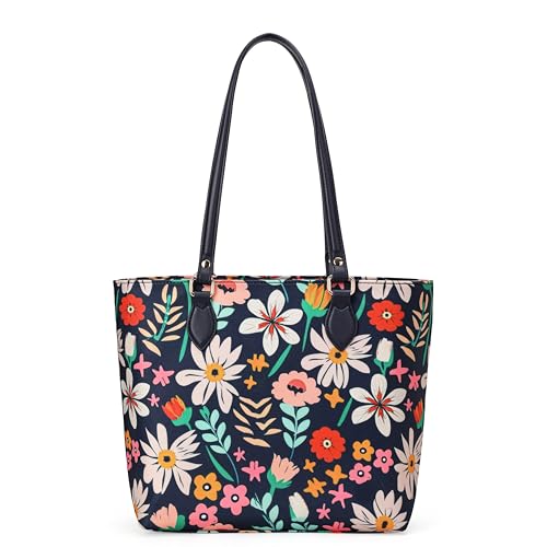 Image of Tote bags for women, tote purse, nylon tote bag, with zipper and pockets, waterproof (Cheery)