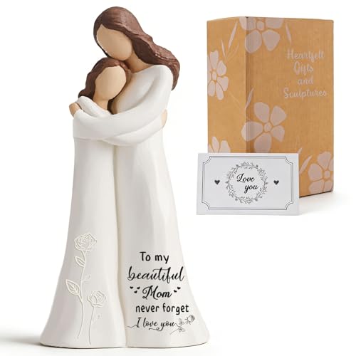 Nlicrst Mother Daughter Figurines - Mother Daughter Gifts for Mom 5.9 Heartwarming Hug Figutine with Greeting Card & Gift Box for Birthday Anniversary Home Decor