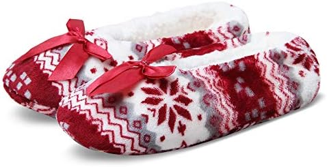 Women's Cozy Warm Lined Fuzzy Slipper Socks Indoor Booties with Non Slip Grippers