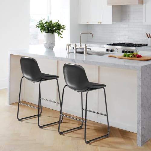 image for Rfiver Pu Faux Leather Bar Stools Set of 2, Industrial Pub Barstools w