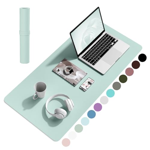 Image of YSAGi Non-Slip Leather Desk Pad, Waterproof Laptop Computer Desk Keyboard Mat, Table Protector Blotter Mat, Large Mouse Pad for Office /Work /Home /Decor(Mint Green, 31.5 inch x 15.7 inch)