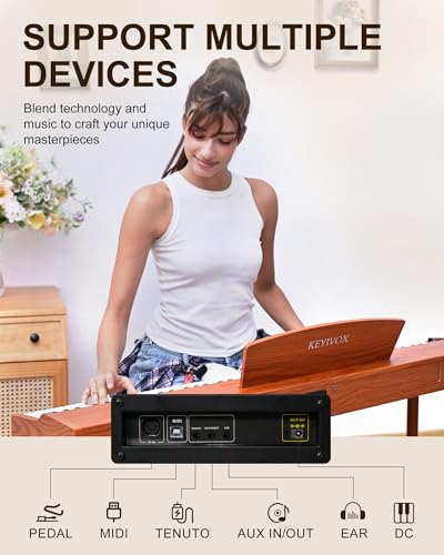Image of SP88G Digital Piano Keyboard with Stand & Triple Pedal, 88 key Semi Weighted Electric Piano for Beginners and Adults, 800 Tones, 600 Rhythms, 80 Demo Songs with Headphones, USB-MIDI