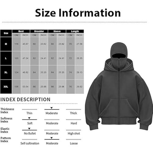 Balaclava Hoodie Zippe, Double Hooded Zip Jacket, Built-In Eye Mask, Full Zip Hooded Sweatshirt, Unisex2
