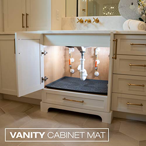 Xtreme Mats Under Sink Bathroom Cabinet Mat, Pick Your Size, 28" x 19", Waterproof Cabinet Protector Liner, CMV-30-GREY