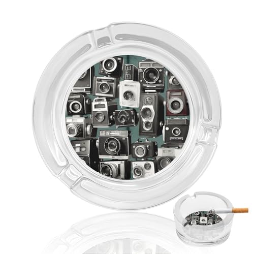 Posacenere creativo in vetro, stile retrò, con stampa, portatile, moderno, da scrivania, adatto per casa e ufficio