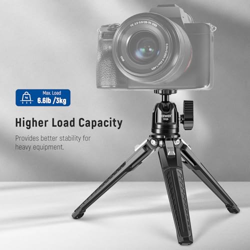 Image of NEEWER Mini Desk Tripod, Metal Table Top Small Portable Travel Selfie Stick Stand with 360 Ball Head & 1 /4 inch Screw for Camera Mobile Phone Holder Action Cam, Cleaning Cloth, Max Load 6.6 lbs, TP29