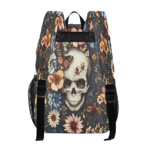 ALAZA Skeleton Flower Skull Blossom Clear Backpack PVC Transparent Bookbag Heavy Duty for Student Boy Girl Kids Adult School Travel Work3